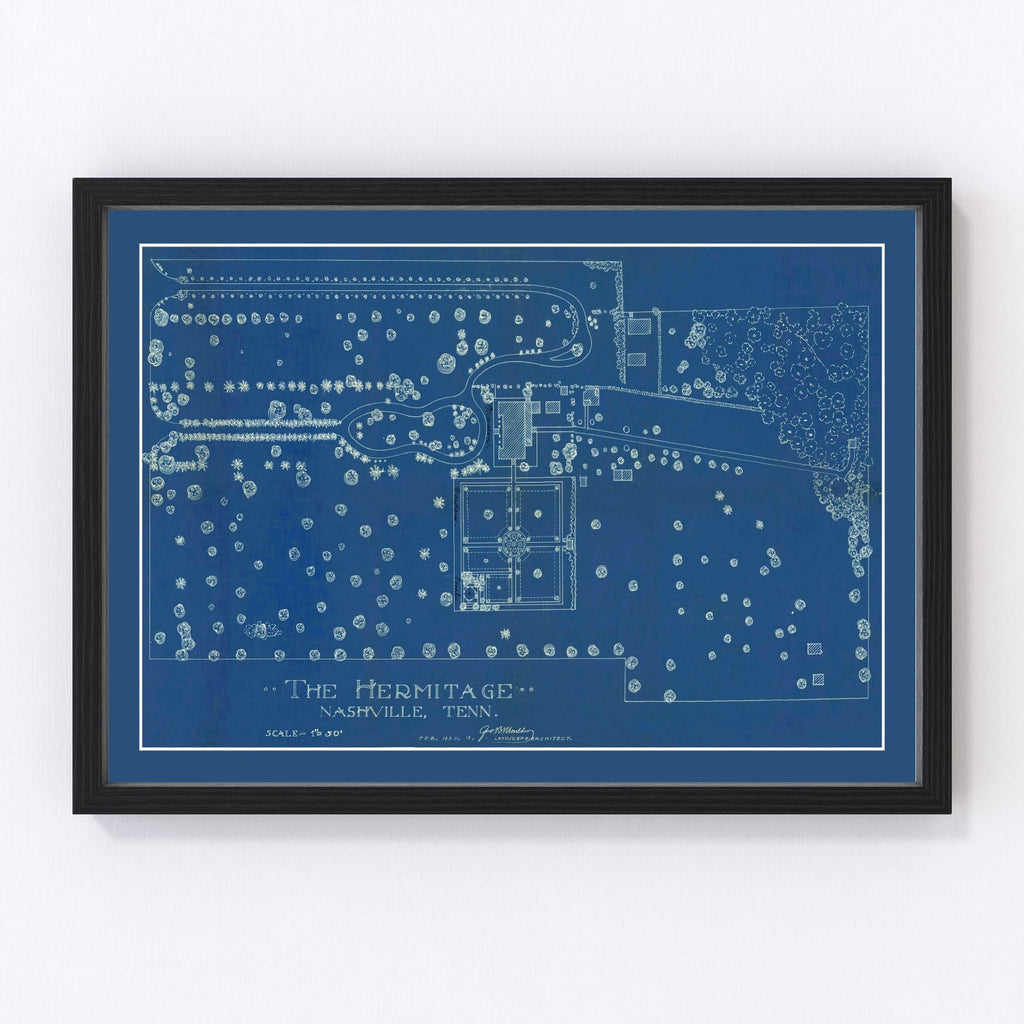 Vintage Map of the Hermitage Nashville, TN 1920
