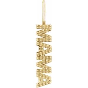 18K Yellow Gold .80 mm Round Accented Mama Charm/Pendant Mounting – image 7