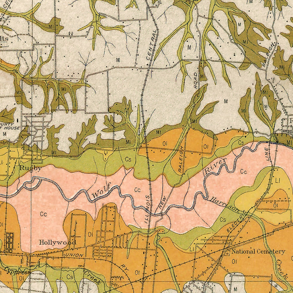 Vintage Map of Shelby County, Tennessee 1916