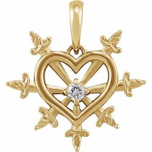 14K Yellow .03 CT Natural Diamond Heart & Daggers Pendant