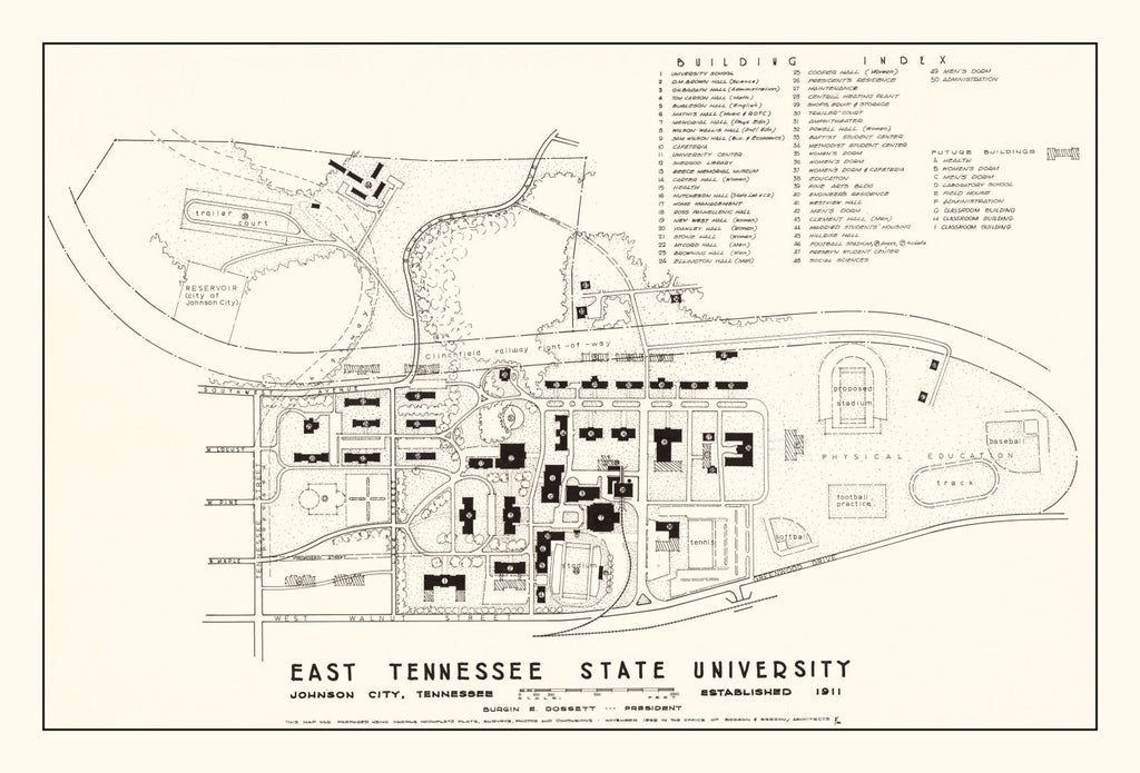 Vintage East Tennessee State University Map 1935