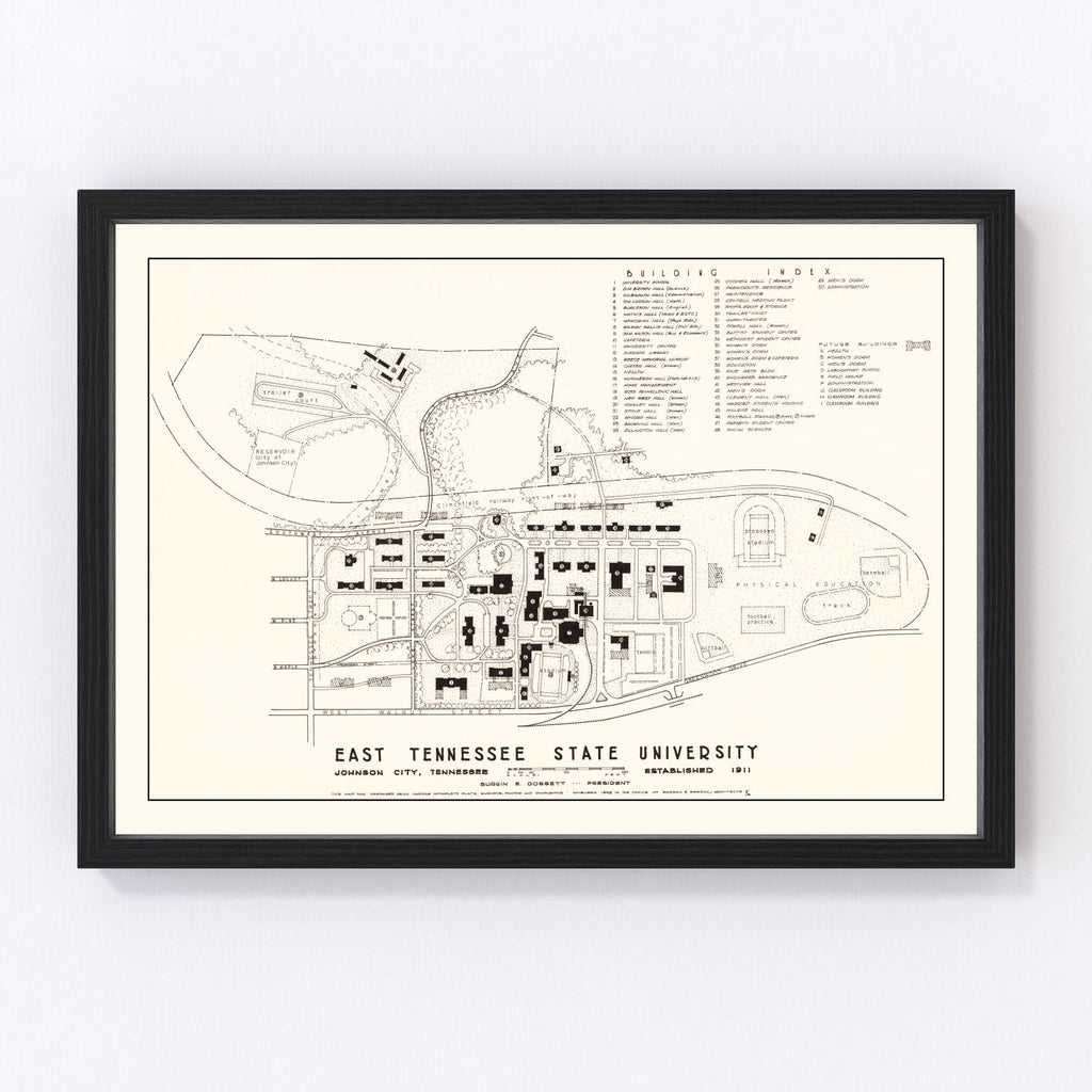 Vintage East Tennessee State University Map 1935