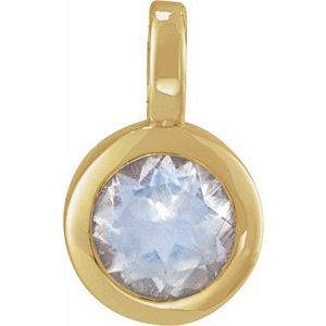 14K Yellow Gold Natural Blue Moonstone Pendant