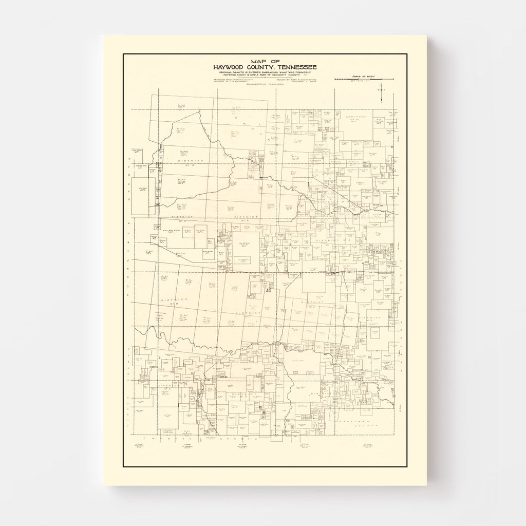 Vintage Map of Haywood County, Tennessee 1927