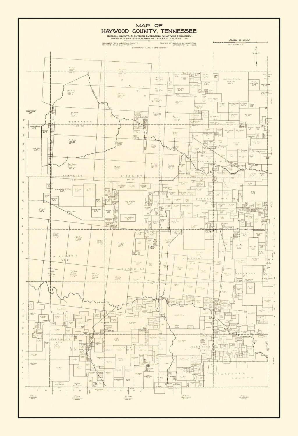 Vintage Map of Haywood County, Tennessee 1927