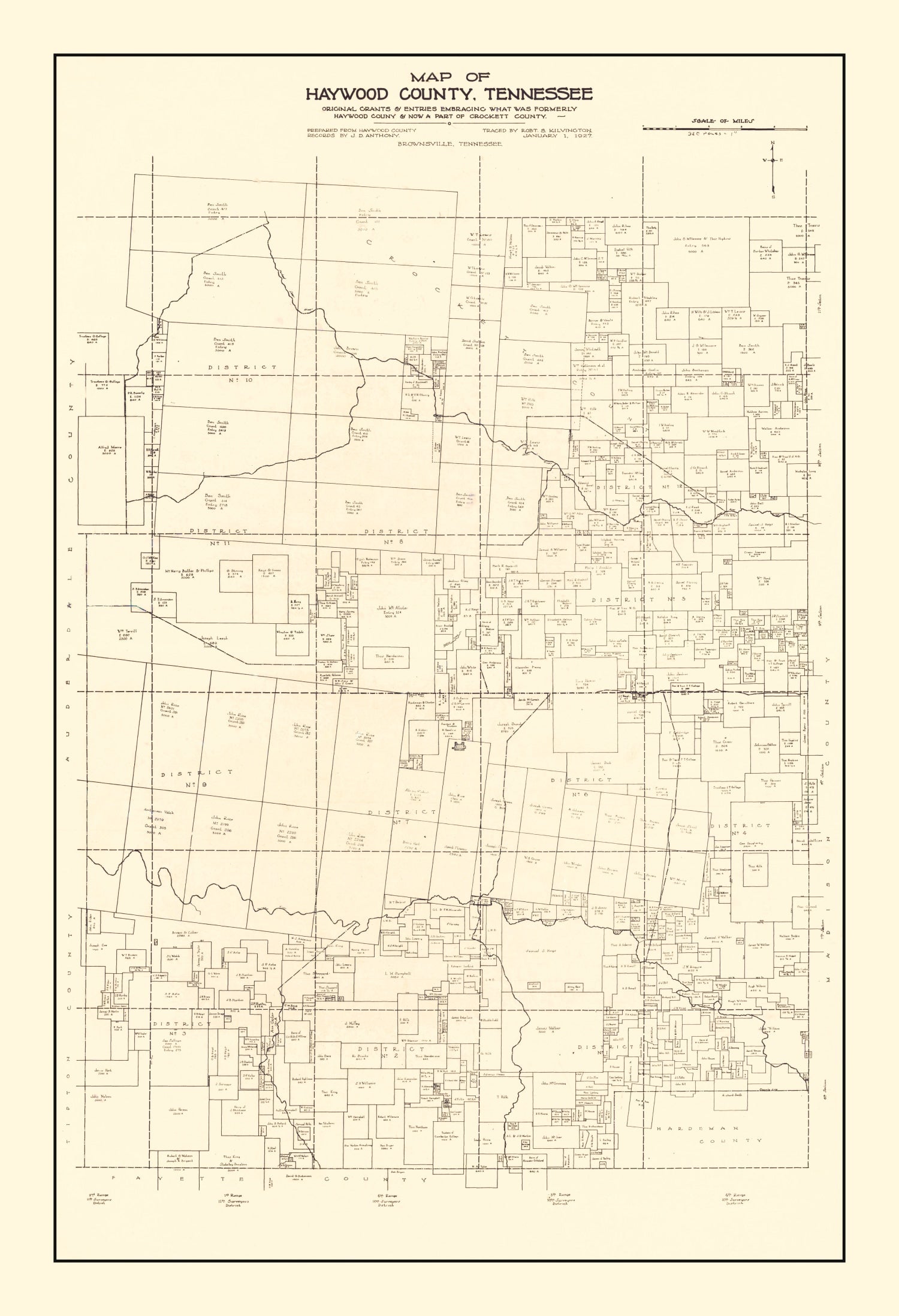 Vintage Map of Haywood County, Tennessee 1927