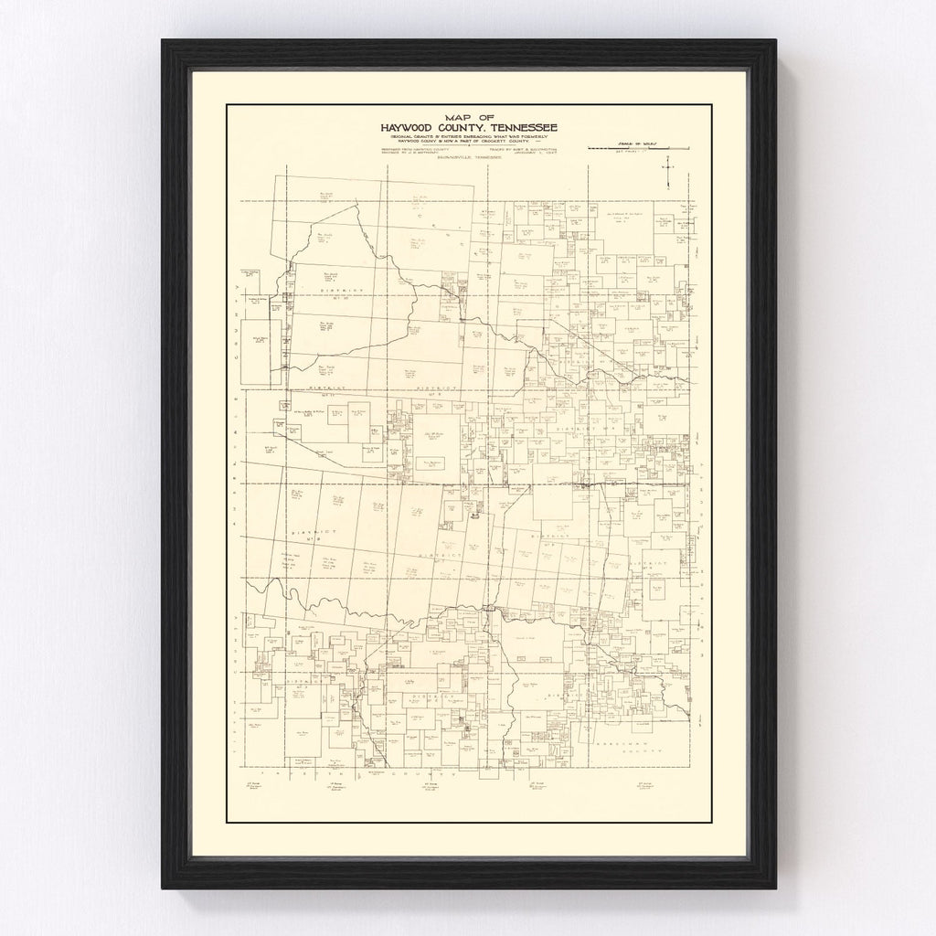 Vintage Map of Haywood County, Tennessee 1927