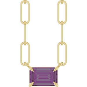 14K Yellow 6x4 mm Lab-Grown Alexandrite Solitaire 16" Necklace