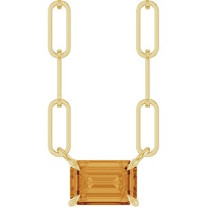 14K Yellow 6x4 mm Natural Citrine Solitaire 16" Necklace
