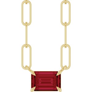 14K Yellow Gold 6x4 mm Natural Ruby Solitaire 18" Necklace