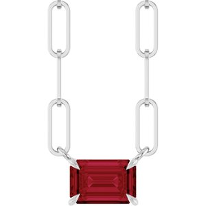 Sterling Silver 6x4 mm Natural Ruby Solitaire 16" Necklace