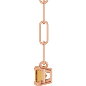 14K Rose 6x4 mm Natural Citrine Solitaire 18" Necklace