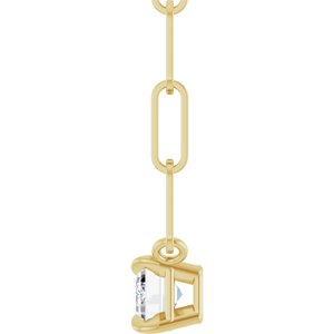 14K Yellow 6x4 mm Natural White Sapphire Solitaire 18" Necklace