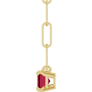 14K Yellow Gold 6x4 mm Natural Ruby Solitaire 16" Necklace