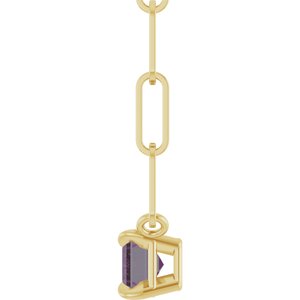 14K Yellow Gold 6x4 mm Lab-Grown Alexandrite Solitaire 18" Necklace