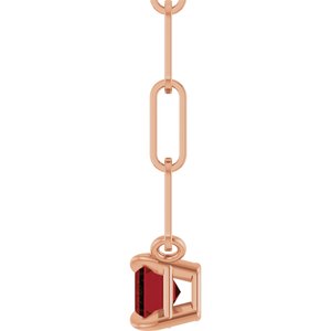 14K Rose 6x4 mm Natural Mozambique Garnet Solitaire 16" Necklace