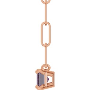 14K Rose 6x4 mm Lab-Grown Alexandrite Solitaire 16" Necklace
