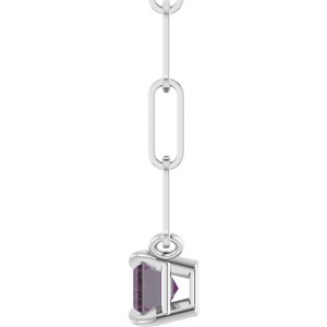 14K White Gold 6x4 mm Lab-Grown Alexandrite Solitaire 18" Necklace