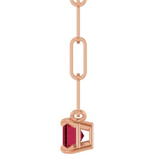 14K Rose Gold 6x4 mm Lab-Grown Ruby Solitaire 16" Necklace