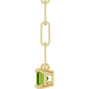 14K Yellow Gold 6x4 mm Natural Peridot Solitaire 16" Necklace