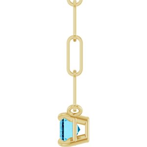 14K Yellow 6x4 mm Natural Aquamarine Solitaire 16" Necklace