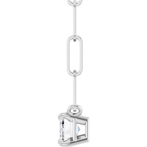 Sterling Silver 6x4 mm Natural White Sapphire Solitaire 18" Necklace
