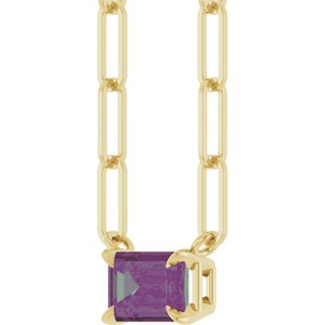 14K Yellow 6x4 mm Lab-Grown Alexandrite Solitaire 16" Necklace
