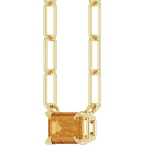 14K Yellow Gold 6x4 mm Natural Citrine Solitaire 16" Necklace