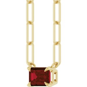 14K Yellow 6x4 mm Natural Mozambique Garnet Solitaire 16" Necklace