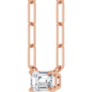 14K Rose Gold 5/8 CT Lab-Grown Diamond Solitaire 16" Necklace