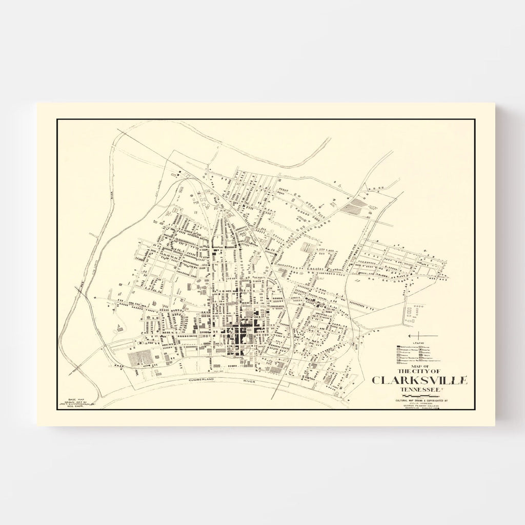 Vintage Map of Clarksville, Tennessee 1938