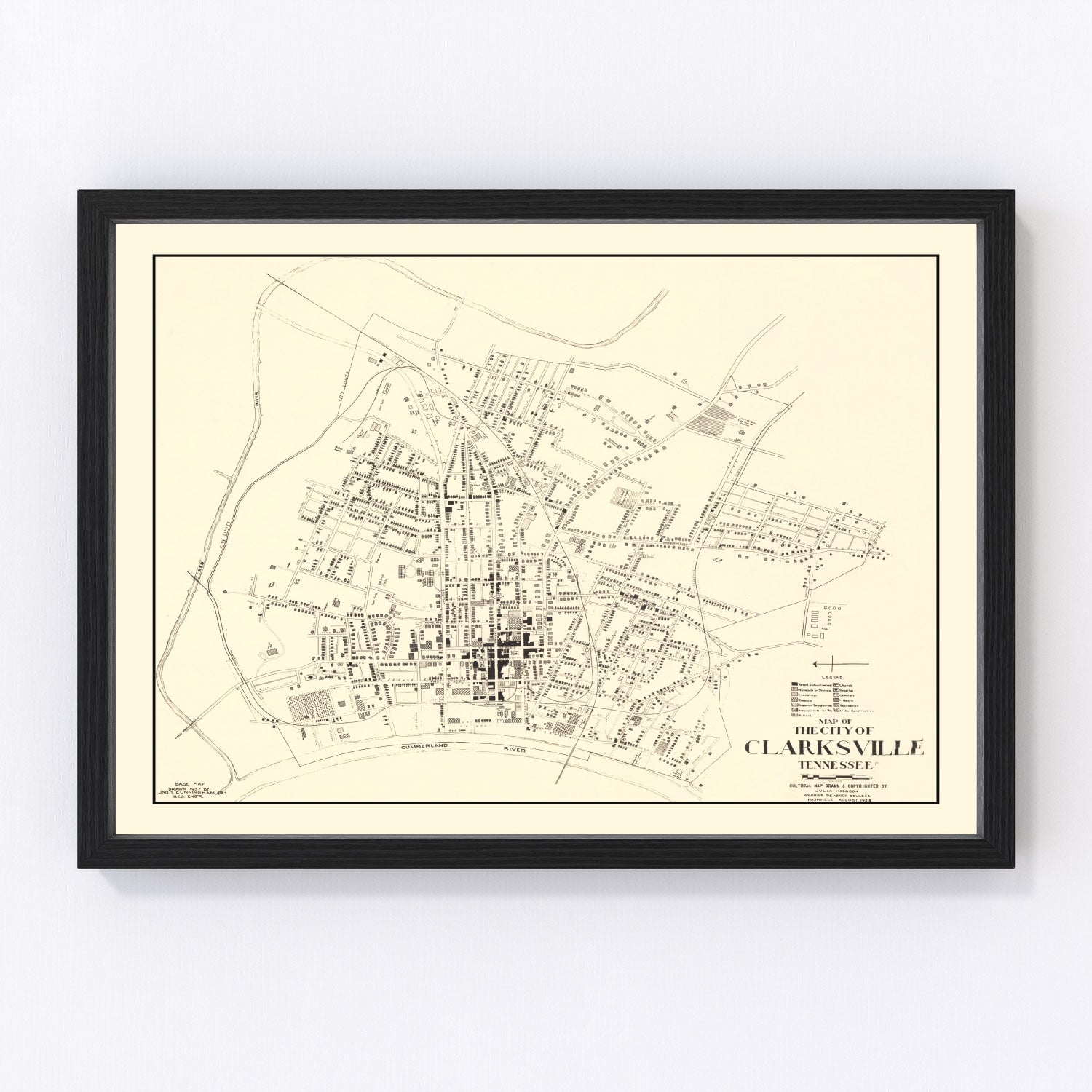 Vintage Map of Clarksville, Tennessee 1938