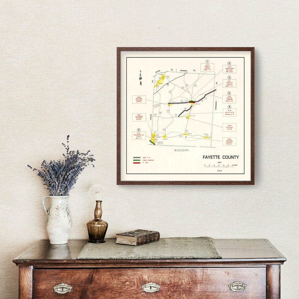 Vintage Map of Fayette County, Tennessee 1997