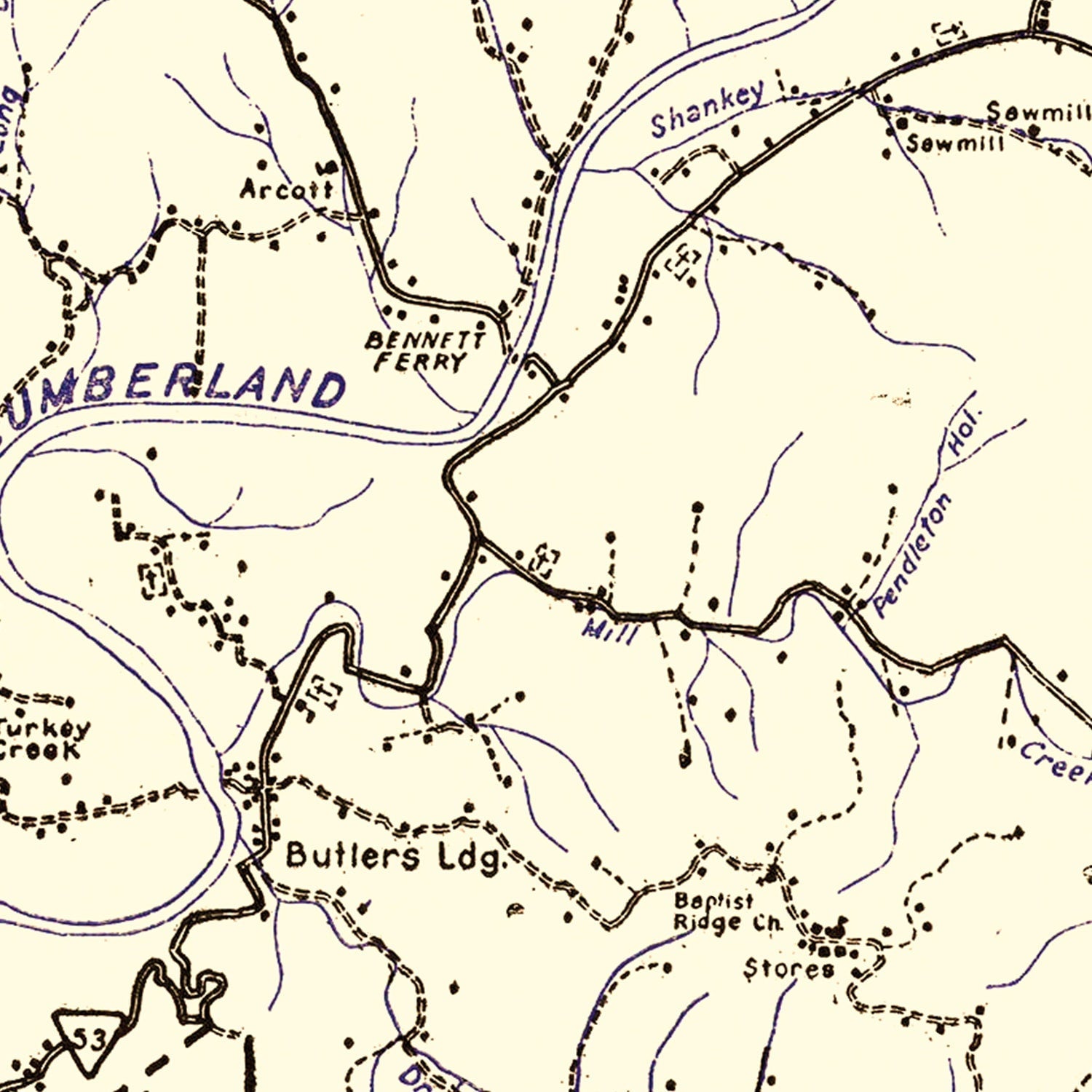 Vintage Map of Clay County, Tennessee 1938