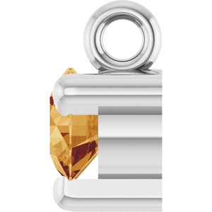 14K White Gold Natural Citrine Petite Pav���� Dangle