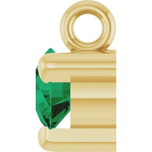 14K Yellow Natural Emerald Dangle