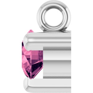 14K White Natural Pink Tourmaline Dangle