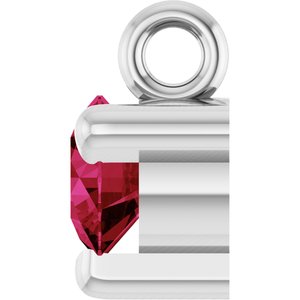 14K White Gold Lab-Grown Ruby Petite Pav���� Dangle