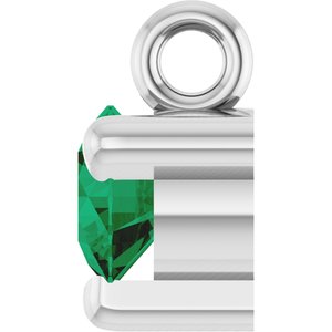 14K White Gold Natural Emerald Petite Pav���� Dangle