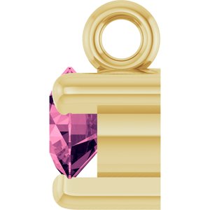 14K Yellow Natural Pink Tourmaline Dangle