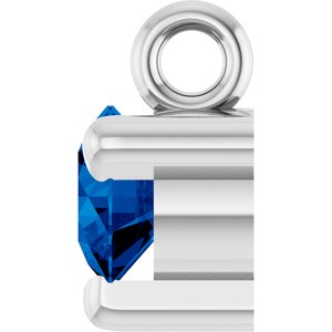 14K White Lab-Grown Blue Sapphire Dangle