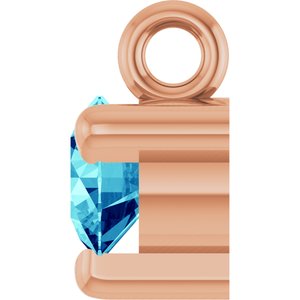 14K Rose Gold Natural Blue Zircon Petite Pav���� Dangle