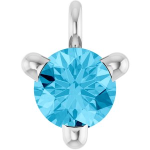 14K White Natural Aquamarine Dangle