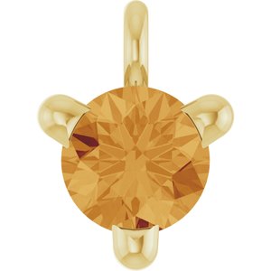 14K Yellow Gold Natural Citrine Petite Pav���� Dangle