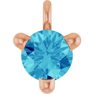 14K Rose Natural Blue Zircon Dangle