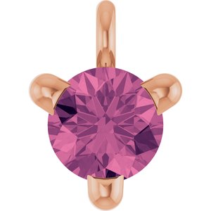 14K Rose Gold Natural Pink Tourmaline Petite Pav���� Dangle