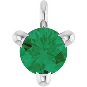Platinum Natural Emerald Petite Pav���� Dangle