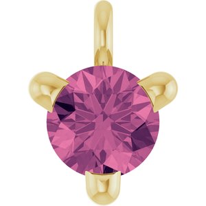 14K Yellow Gold Natural Pink Tourmaline Petite Pav���� Dangle