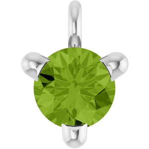 14K White Gold Natural Peridot Petite Pav���� Dangle