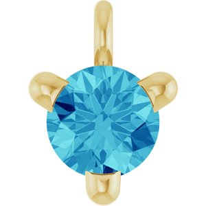 14K Yellow Natural Blue Zircon Dangle